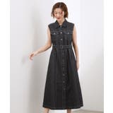 ブラック(019) | 【貴島明日香さん着用】デニムフレアワンピース | grove