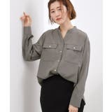 チャコール(013) | 【貴島明日香さん着用】お仕事も普段も。今どきワークシャツブラウス | grove
