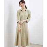 ベージュ×オフ(552) | 【貴島明日香さん着用・美シルエット】ウエストタック配色ワンピース | grove