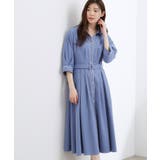 ブルー×グレー(592) | 【貴島明日香さん着用・美シルエット】ウエストタック配色ワンピース | grove