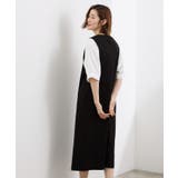 ブラック×オフ(519) | 高評価!【体型カバー/洗える】袖布帛ポンチワンピース | grove