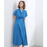 ロイヤルブルー(093) | 【洗える】さらっと軽やか、カシュクール風サッカーワンピース | grove