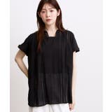 ブラック(019) | 【体系カバー◎】レースデザインスキッパーブラウス | grove