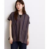 ネイビー(294) | 【体系カバー◎】レースデザインスキッパーブラウス | grove