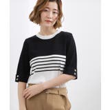 ブラック×オフ(519) | やわらかドライタッチ 袖メッシュ編みニット | grove