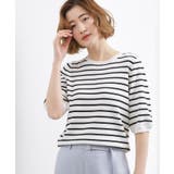 ボーダー×ラメ(303) | 【シリーズ累計34万枚】やわらかドライタッチ 五分袖クルーネックニット | grove