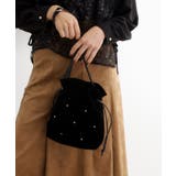 ブラック(019) | スタッズスエード調巾着ショルダー | grove