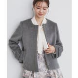チャコールグレー(814) | 《5color/XS-LLsize》ウール混ノーカラーショートコート | index
