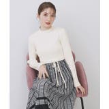 オフホワイト(803) | 千鳥チェックバイカラーニットワンピース【洗濯機OK/抗ピル】 | index