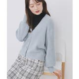 サックスブルー(690) | ラメフェザーヤーンVネックカーディガン【洗濯機OK】 | index