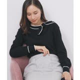 ブラック(519) | サイドリボンバイカラーニット【洗濯機OK】 | index