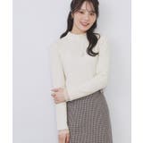 オフホワイト(003) | ランダムリブハイネックトップス【洗濯機OK/吸湿発熱】 | index