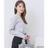 サックスブルー(090) | ゴールドボタンVネックニット【洗濯機OK】《6col》 | index