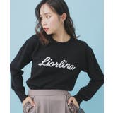 ブラック(019) | パール調ロゴクルーネックニット【洗濯機OK】 | index