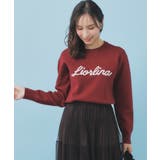 ボルドー(064) | パール調ロゴクルーネックニット【洗濯機OK】 | index