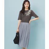 刺繍デザインドッキングプリーツワンピース【洗濯機OK】 | index | 詳細画像1 