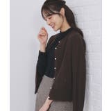 ブラウン(044) | ビジュークルーネックカーディガン【洗濯機OK】《7col/XS~LL》 | index