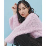 ライトピンク(070) | 透かし編みショートフェザーニット【洗濯機OK】 | index