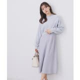 サックスブルー(090) | ラメフェザープルオーバーセット ニットワンピース【洗濯機OK】《XS~LL》 | index