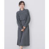 チャコールグレー(814) | ラメフェザープルオーバーセット ニットワンピース【洗濯機OK】《XS~LL》 | index