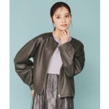 チャコールグレー(014) | スウェードノーカラーブルゾン【洗濯機洗い可/防シワ/ストレッチ】 | index