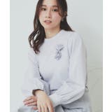 サックスブルー(090) | コサージュ付きタックパフブラウス【洗濯機洗い可/イージーアイロン】 | index