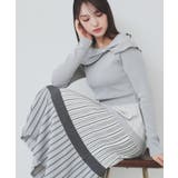 ライトグレー(511) | ランダムボーダーニットワンピース【洗濯機洗い可】 | index