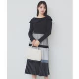 ネイビー(594) | ランダムボーダーニットワンピース【洗濯機洗い可】 | index