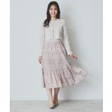 グレージュ(550) | 《ツインセット》カーディガン×ニットドッキングワンピース【洗濯機洗い可】 | index