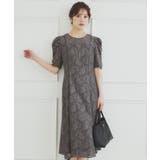 チャコールグレー(014) | 総レースギャザースリーブワンピース【洗濯機洗い可】 | index