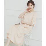 ライトベージュ(051) | マーメイドサテンワンピース【洗濯機洗い可/イージーアイロン】 | index