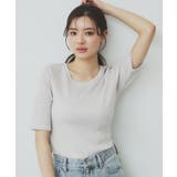 オフホワイト(603) | ラメリブクルーネックトップス【洗濯機洗い可】 | index