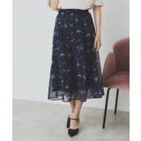 ネイビー(194) | シアーフラワーフレアスカート【洗濯機洗い可】 | index