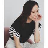 ブラック(819) | ボーダーフリルスリーブニット【洗濯機洗い可】 | index
