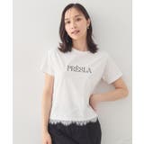 オフホワイト(003) | 【接触冷感/UVケア】裾レースロゴTシャツ《洗濯機OK/S-3L》 | index