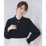 ネイビー(094) | ボウタイタックブラウス【洗濯機OK/防シワ】《XS～3L》 | index