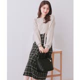 グレージュ(550) | チェックラメジャカードニットワンピース | index