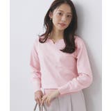 ライトピンク(070) | ゴールドパーツ付きハートネックニット【洗濯機OK】 | index