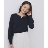 ネイビー(094) | ゴールドパーツ付きハートネックニット【洗濯機OK】 | index