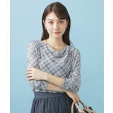 グレー(212) | シアーチェックドレープネックトップス【洗濯機OK】 | index