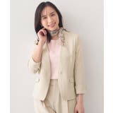 グレージュ(050) | ノーカラージャケット セットアップ対応可【洗える 接触冷感 | index