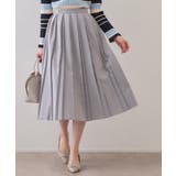 ブルー(091) | ビット付きダブルプリーツスカート【洗濯機OK/イージーアイロン】 | index