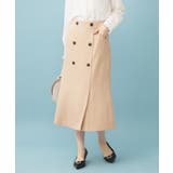 ベージュ(052) | トレンチマーメイドフレアスカート【洗濯機OK/イージーアイロン】 | index