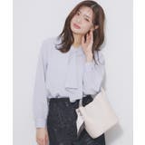 サックスブルー(090) | アシンメトリーボウタイブラウス【洗濯機OK イージーアイロン 防シワ】《XS～L… | index