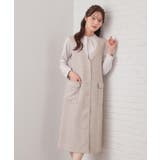 ピンクベージュ(453) | サマーツイード前開きジャンスカ【洗濯機OK/イージーアイロン】 | index