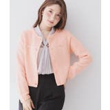 ライトピンク(070) | ラメリリーボクシーショートカーディガン【洗濯機OK】 | index