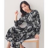 ネイビー(194) | フラワーハイネックタックワンピース【洗濯機OK/イージーアイロン/防シワ】 | index