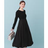 ブラック(019) | ドッキングバルーンロングフレアワンピース【洗濯機OK】 | index