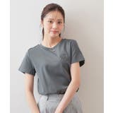 チャコールグレー(014) | 【接触冷感】エンブレムロゴ刺繍Tシャツ《UVケア／洗濯機OK》 | index