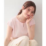 ライトピンク(070) | 【接触冷感】ビジューキーネックフレンチトップス《UVケア 洗濯機OK XS～3L | index
